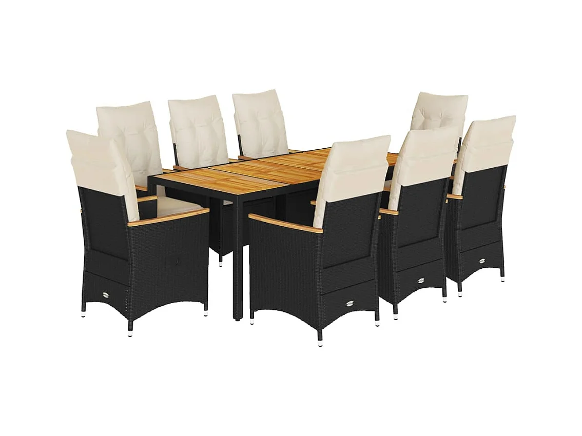 Lapinjärvi  9-delige Tuinset poly rattan zwart