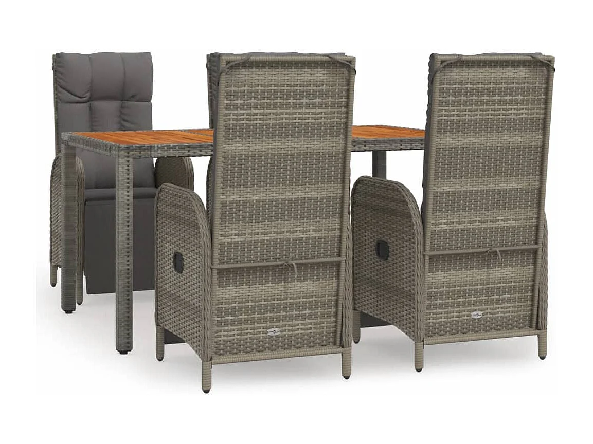 Addison  Ensemble à manger de jardin 5 pcs coussins gris résine tressée