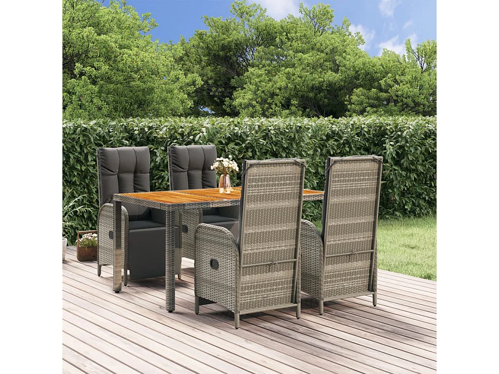 Addison  Ensemble à manger de jardin 5 pcs coussins gris résine tressée