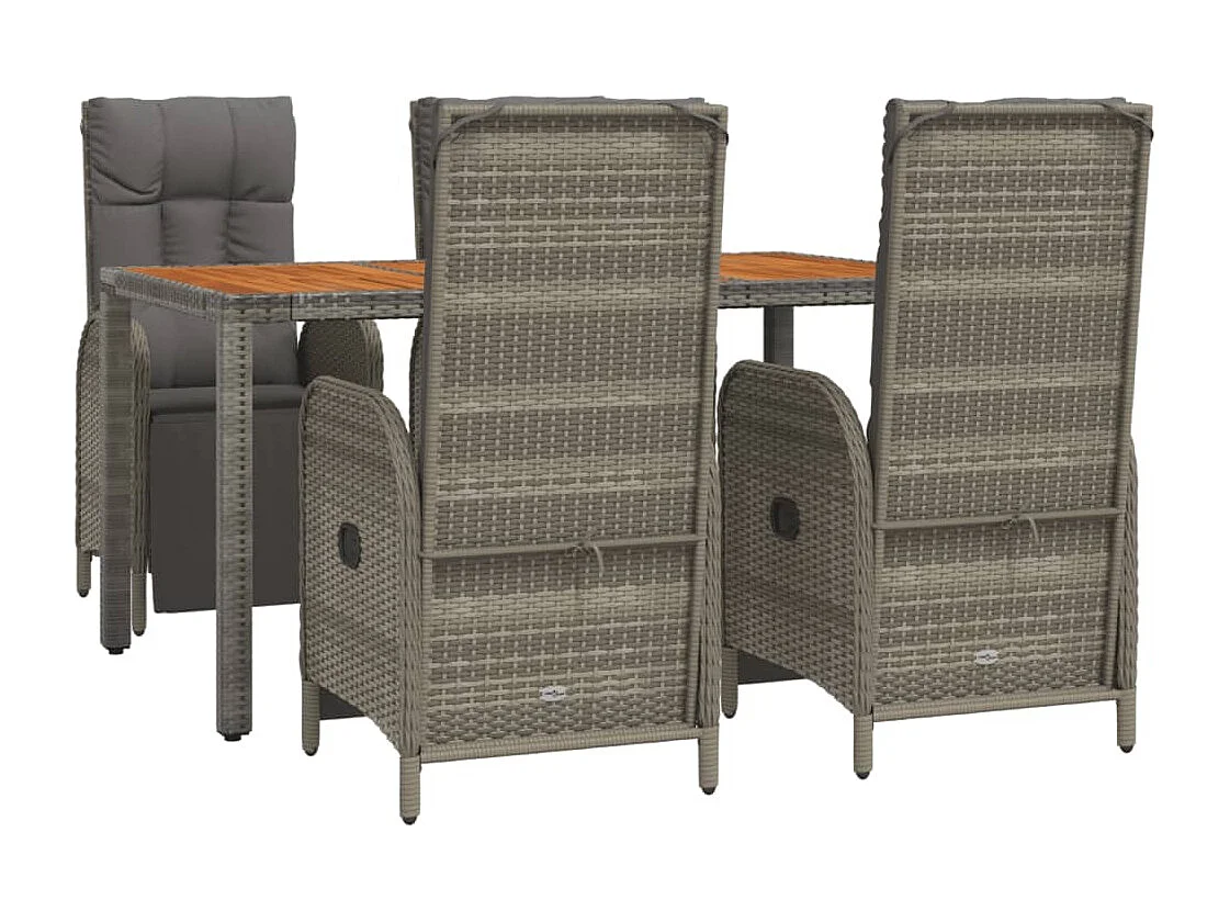 Addison  Ensemble à manger de jardin 5 pcs coussins gris résine tressée