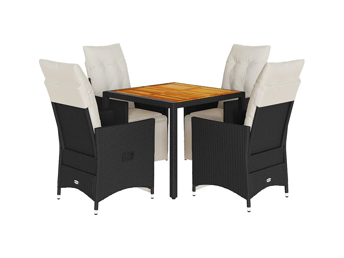 Essex  Ensemble à manger de jardin coussins 5pcs Noir Résine tressée