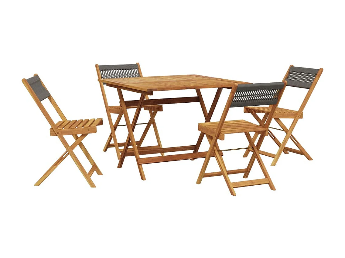 Renger  Ensemble à manger de jardin 5pcs gris polypropylène bois massif