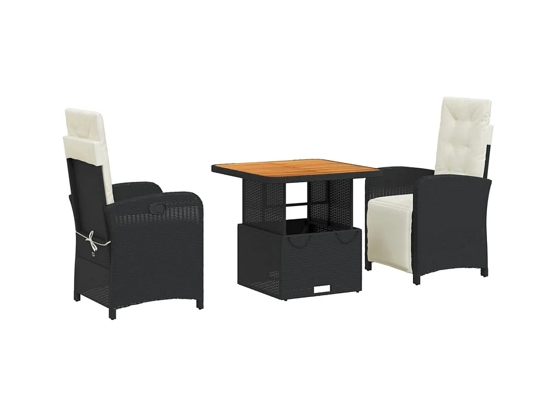 Onhaye  Set comedor de jardín 3 pzas con cojines ratán sintético negro