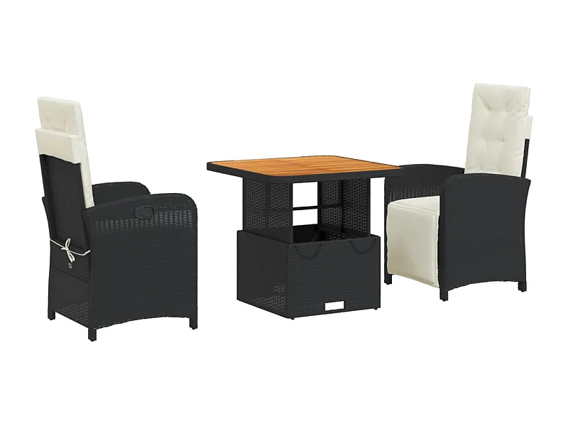 Onhaye  Ensemble à manger de jardin avec coussins 3 pcs Noir