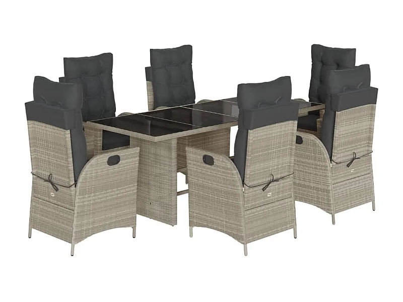 Emory  7-delige Tuinset met kussens poly rattan grijs