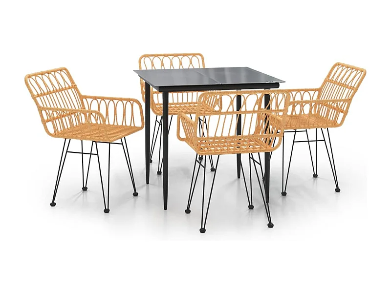 Arkadelphia  Ensemble à manger de jardin 5pcs Résine tressée