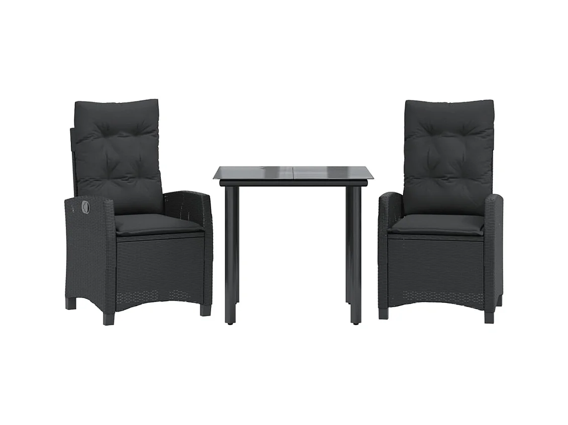 Marie-Fanny  3-delige Tuinset met kussens poly rattan zwart