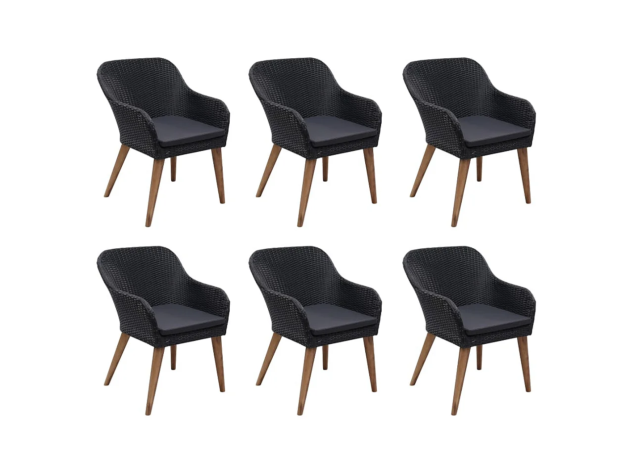 Jostir  Ensemble à manger de jardin 7 pcs Noir