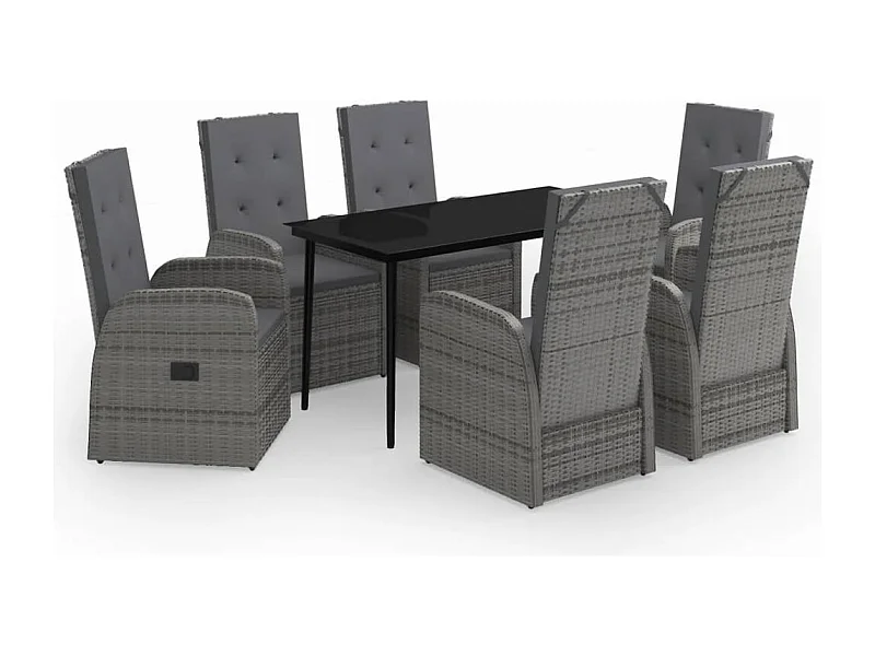 Mirella  Ensemble à manger de jardin avec coussins 7 pcs Gris