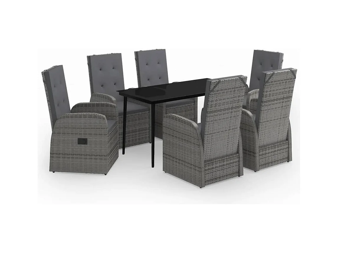 Mirella  Ensemble à manger de jardin avec coussins 7 pcs Gris
