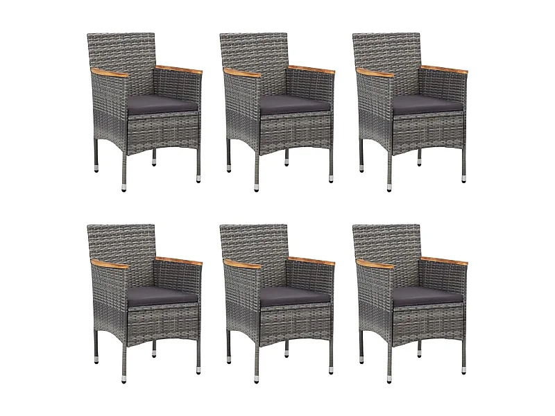 Solgunn  Ensemble à manger de jardin 7 pcs Résine tressée Gris
