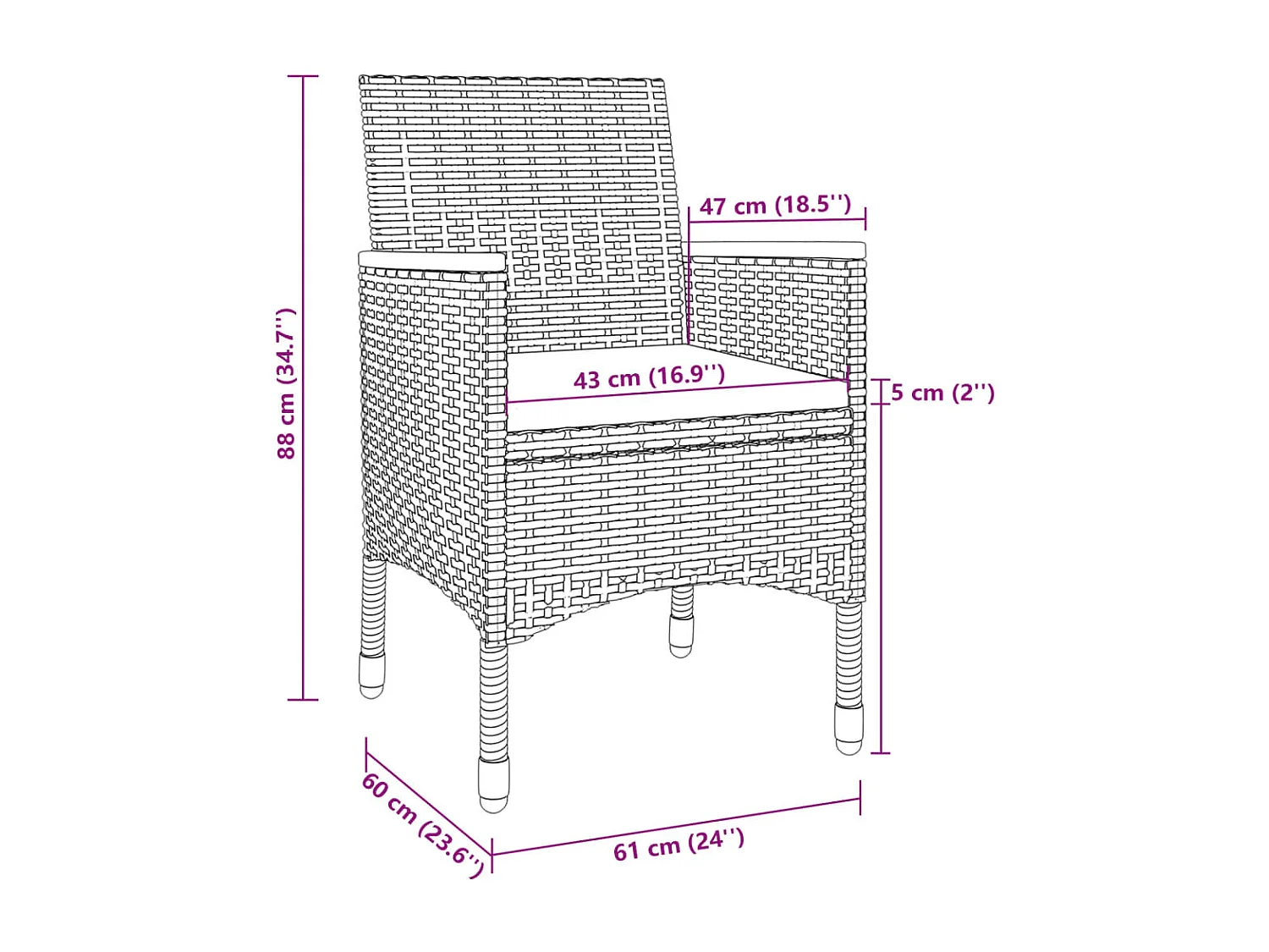 Prolenta Premium -  Ensemble à manger de jardin coussins 9 pcs Résine tressée Verre