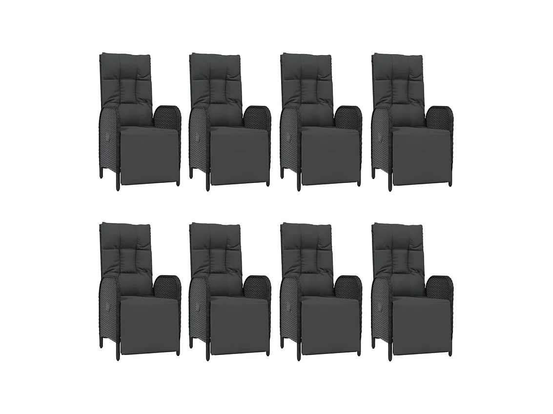 Afragola  Ensemble à manger jardin 9pcs et coussins noir résine tressée