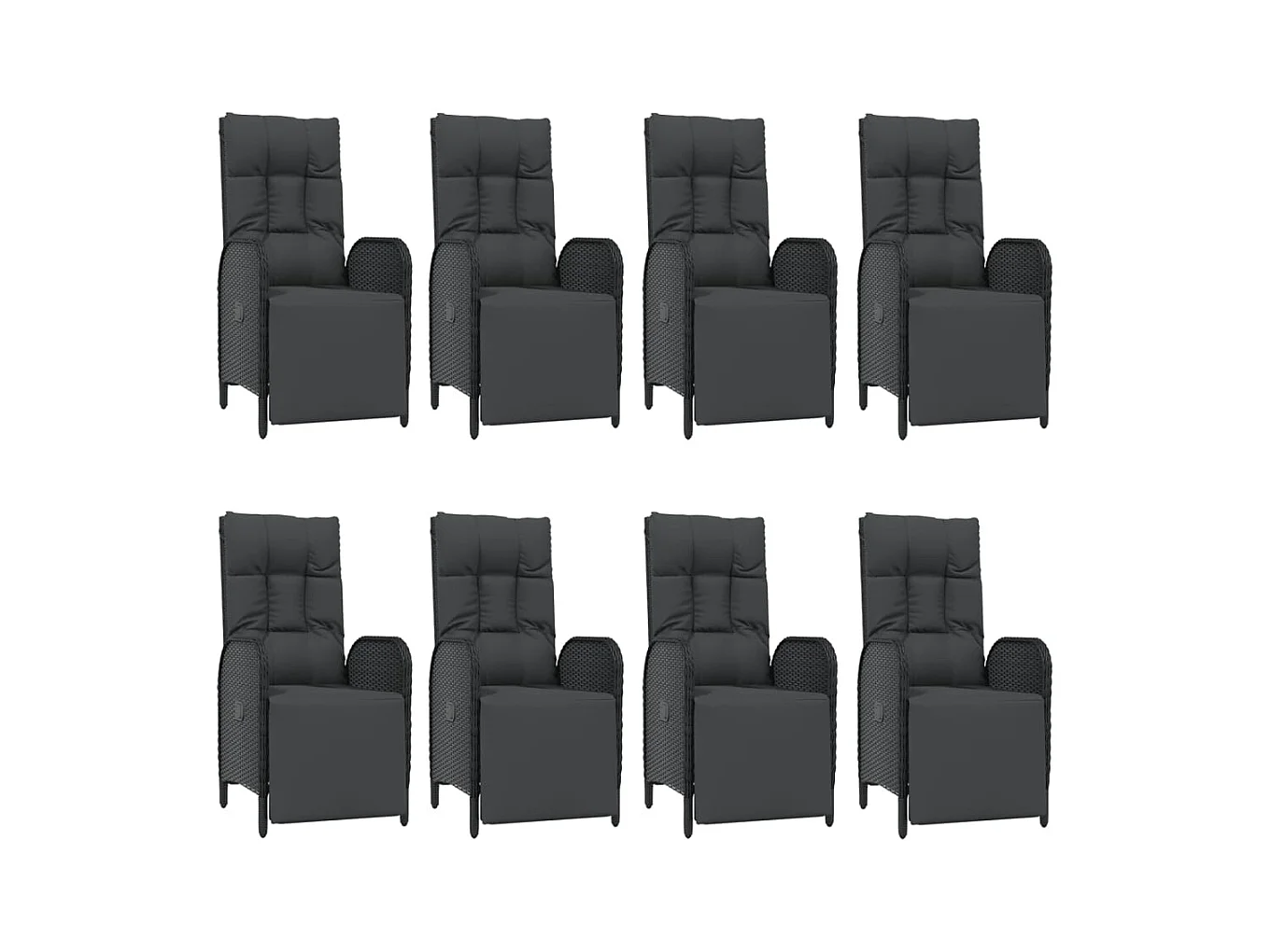 Afragola  Ensemble à manger jardin 9pcs et coussins noir résine tressée