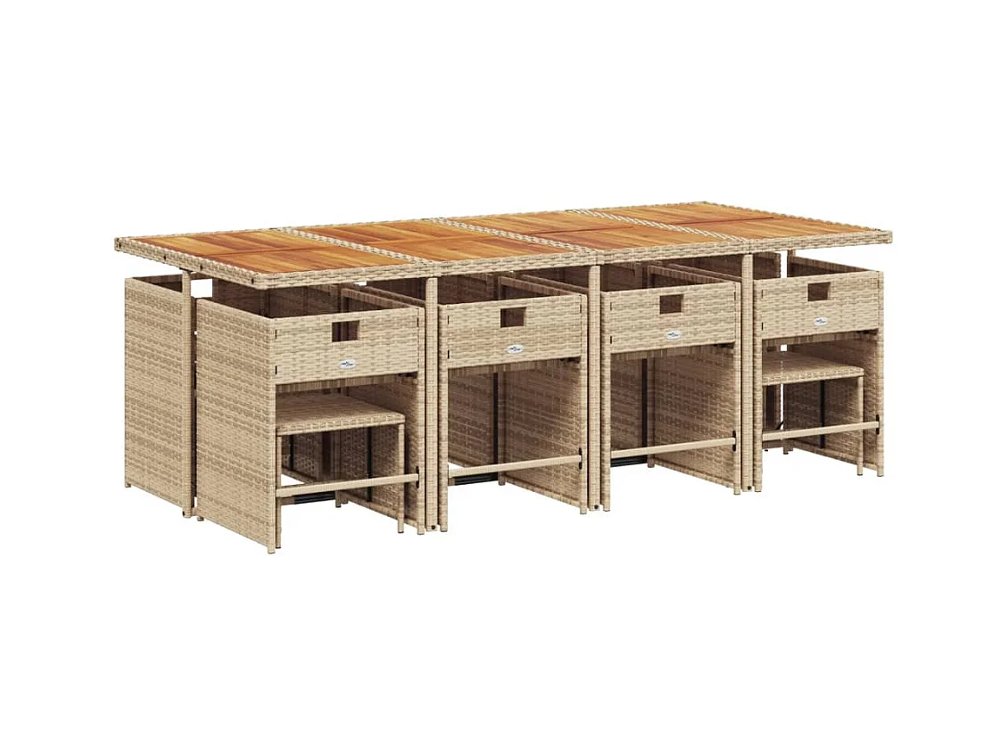 Zenn  13-delige Tuinset met kussens poly rattan beige
