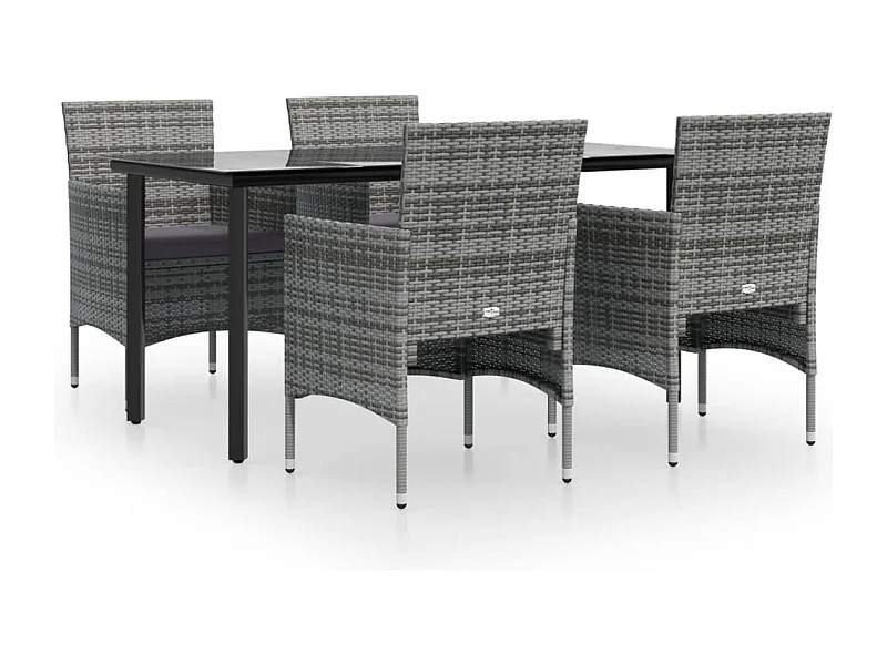 Hillsboro  Juego de comedor para jardín 5 piezas con cojines gris y negro