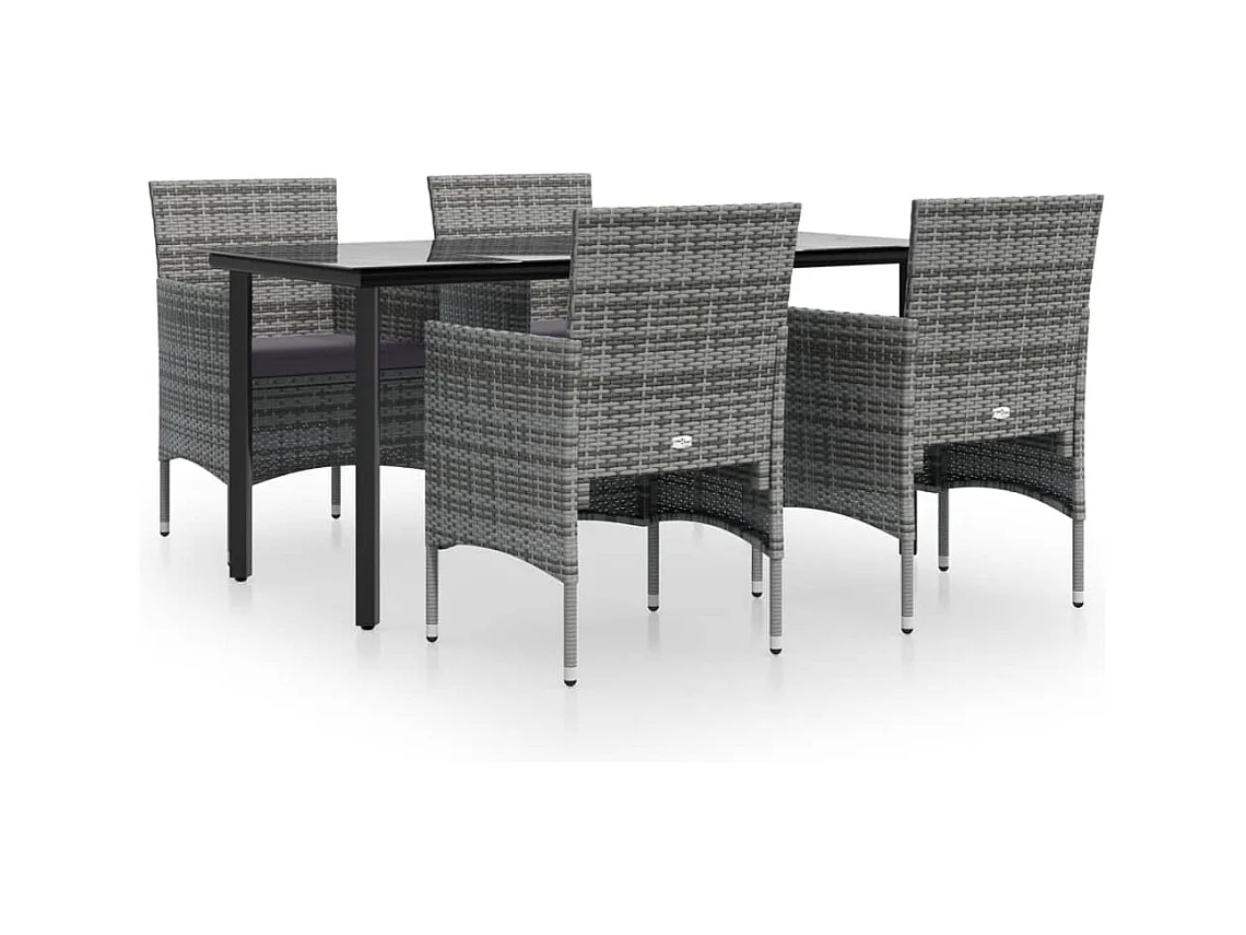 Hillsboro  Juego de comedor para jardín 5 piezas con cojines gris y negro