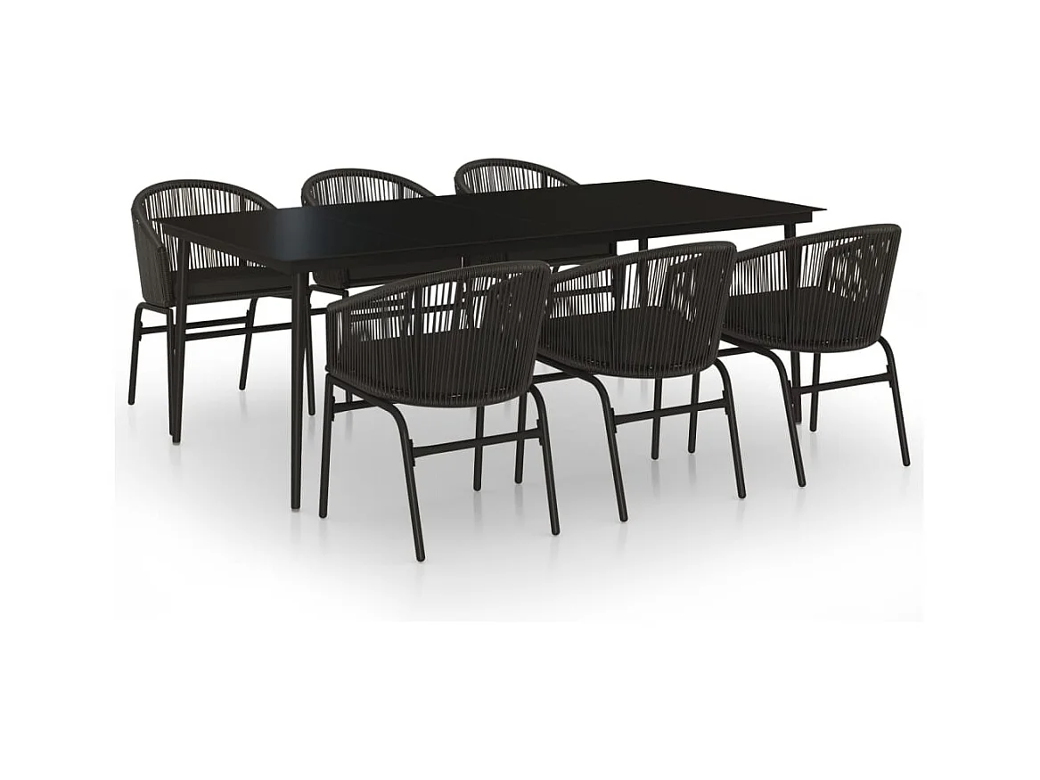 Belric  Ensemble à manger de jardin 7 pcs Noir