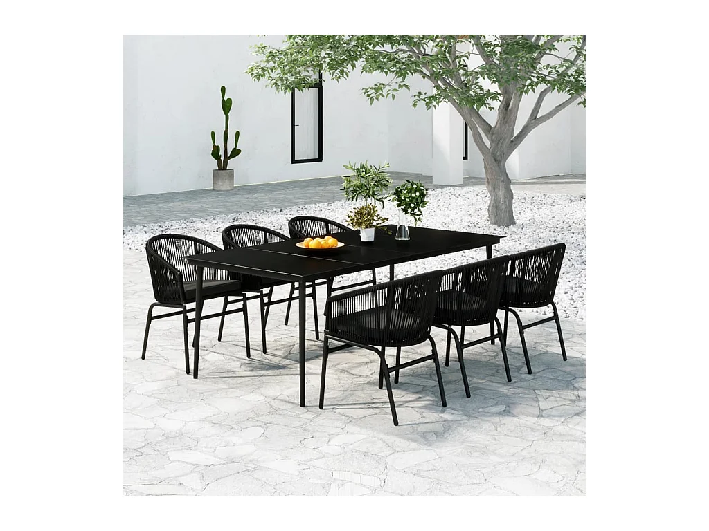 Belric  Ensemble à manger de jardin 7 pcs Noir