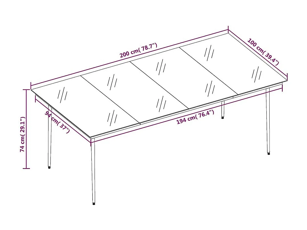 Belric  Ensemble à manger de jardin 7 pcs Noir