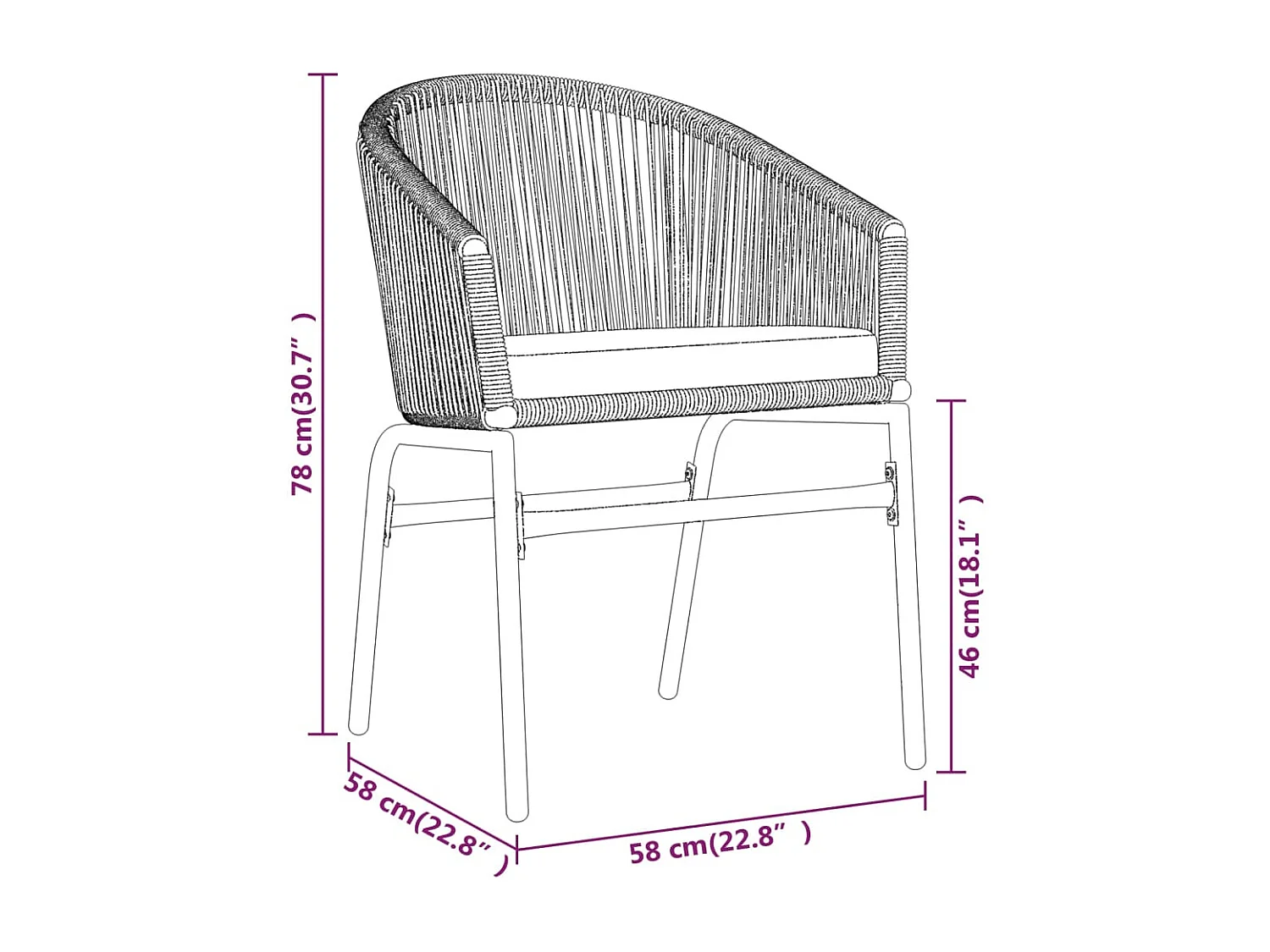 Belric  Ensemble à manger de jardin 7 pcs Noir