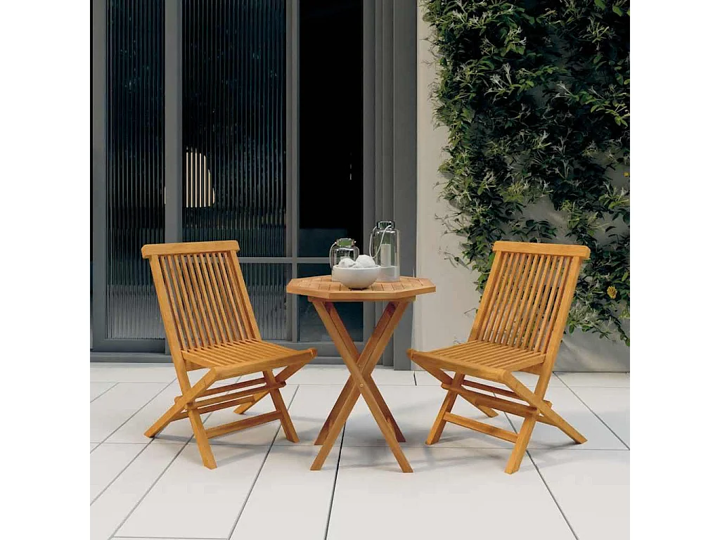 Prolenta Premium -  Ensemble à manger de jardin 3 pcs Bois de teck massif