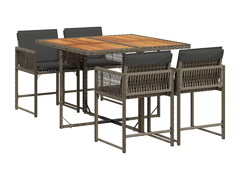 Sharif  5-delige Tuinset met kussens poly rattan grijs