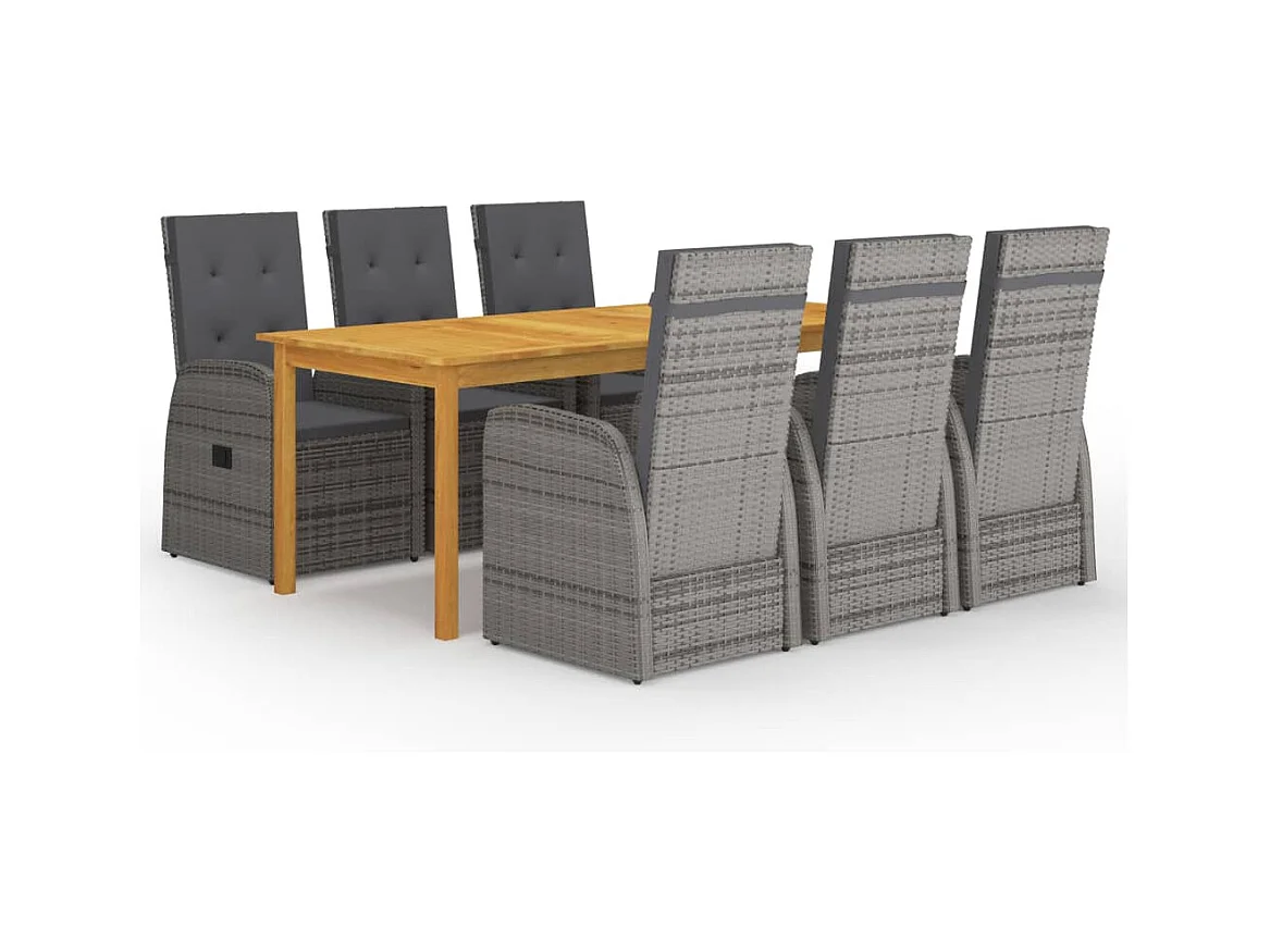 Claire-Giselle-Marie  Ensemble à manger de jardin 7 pcs Gris