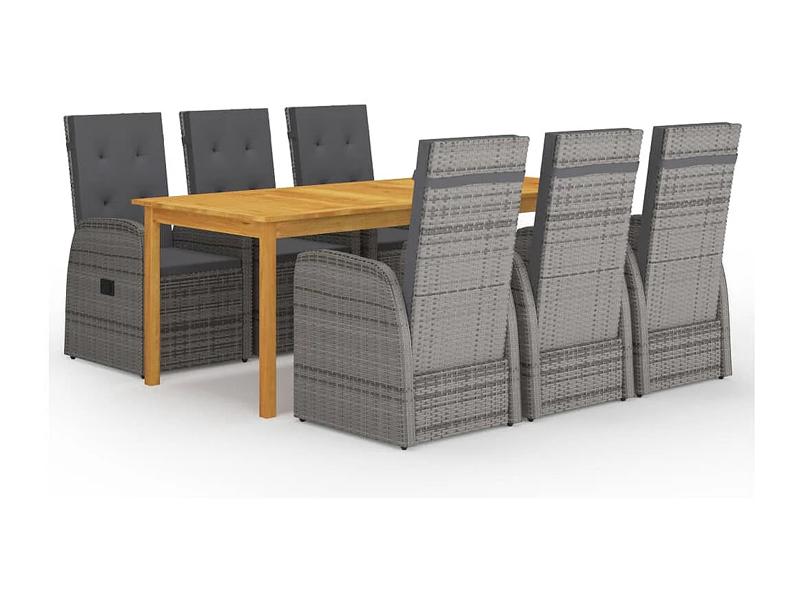 Claire-Giselle-Marie  Ensemble à manger de jardin 7 pcs Gris