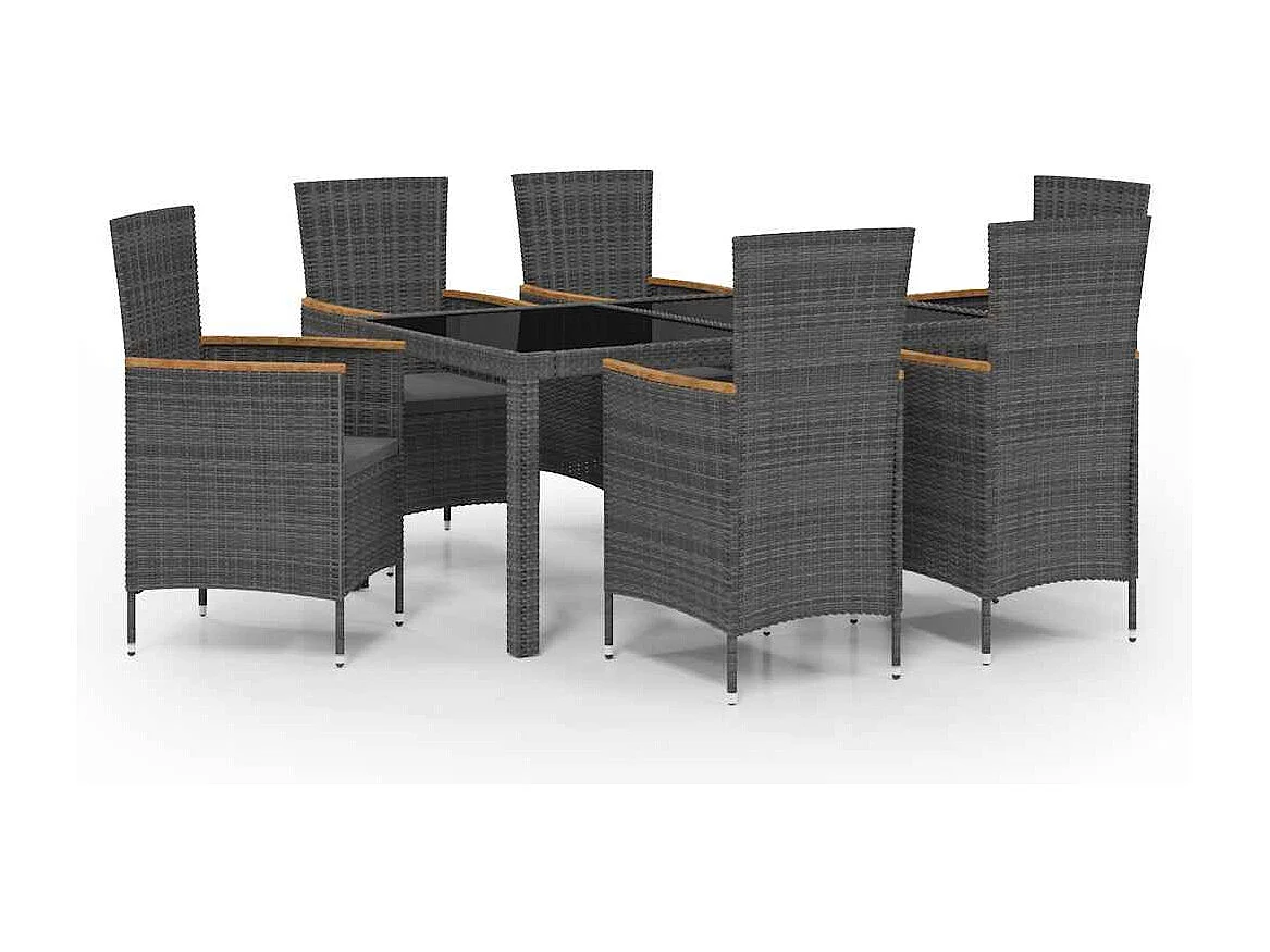 Garden Furniture -  Ensemble à manger d'extérieur 7 pcs et coussins Résine tressée