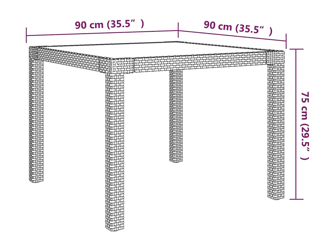 Garden Furniture -  Ensemble à manger d'extérieur 7 pcs et coussins Résine tressée