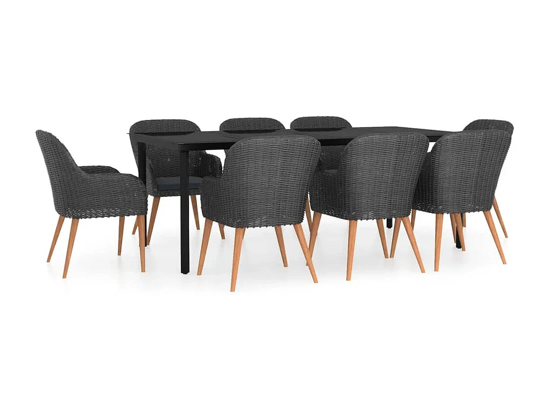 Zevrik  9-delige Tuinset met kussens zwart