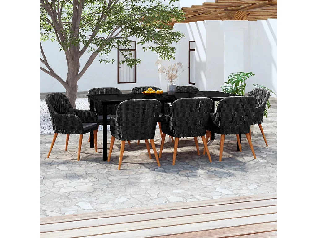 Zevrik  9-delige Tuinset met kussens zwart