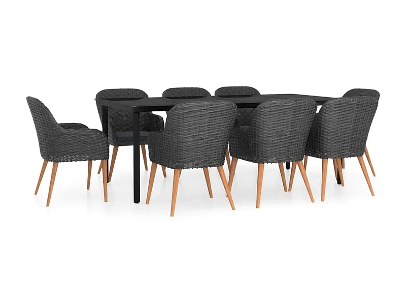 Zevrik  9-delige Tuinset met kussens zwart