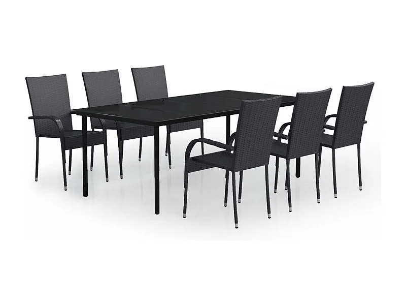 Stoughton  Ensemble à manger de jardin 7 pcs Noir