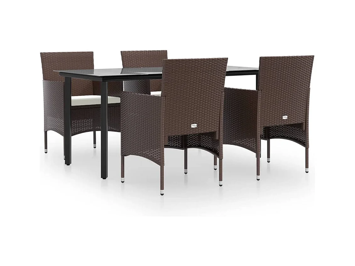 Hillsboro  5-delige Tuinset met kussens bruin en zwart