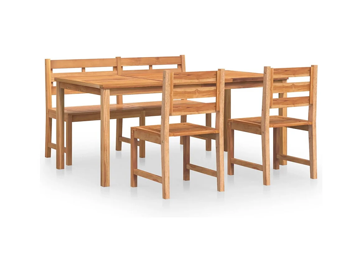 Addison Lee  Ensemble à manger de jardin 4 pcs Bois de teck massif