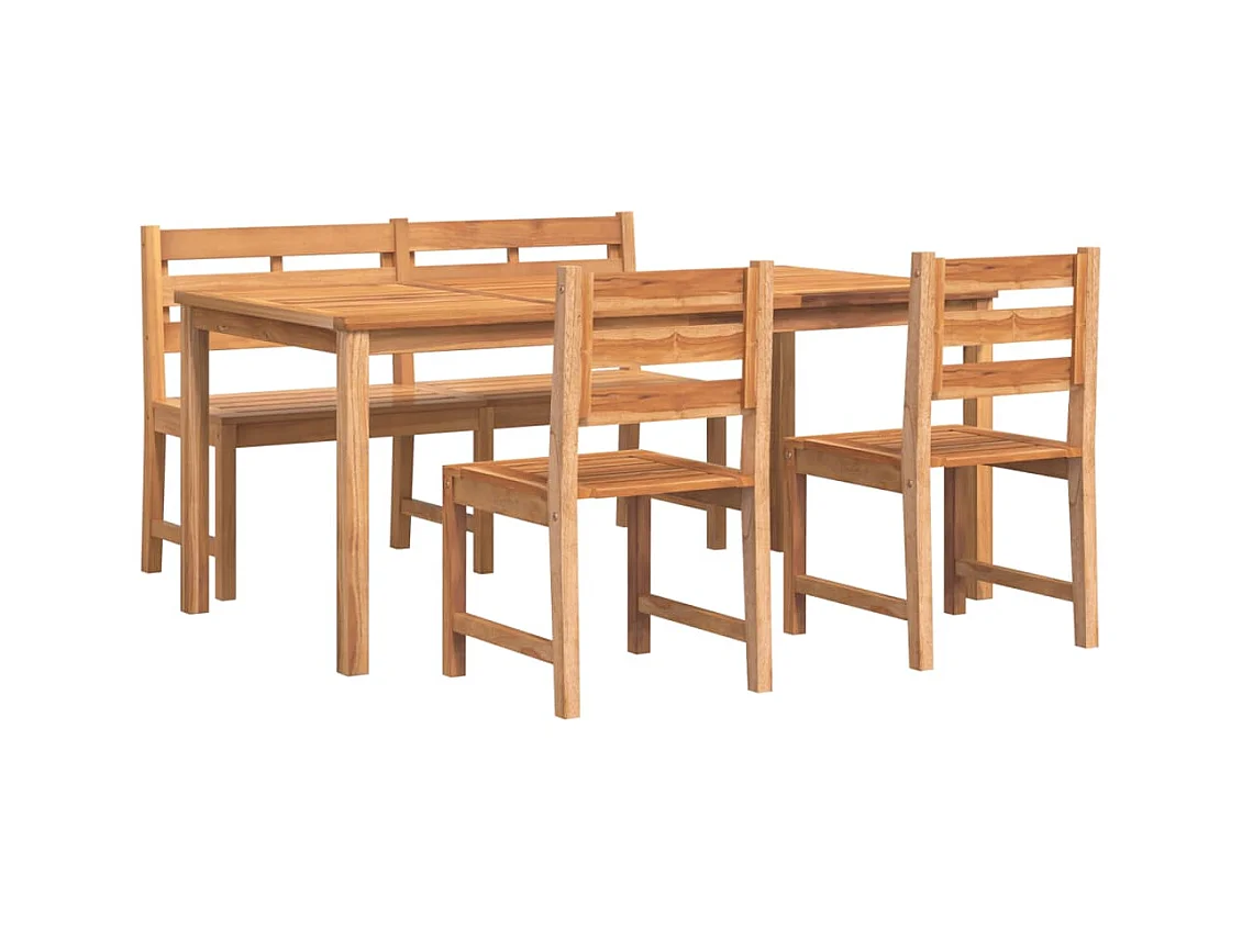 Addison Lee  Ensemble à manger de jardin 4 pcs Bois de teck massif