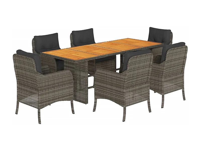 Karlyn  7-delige Tuinset met kussens poly rattan grijs