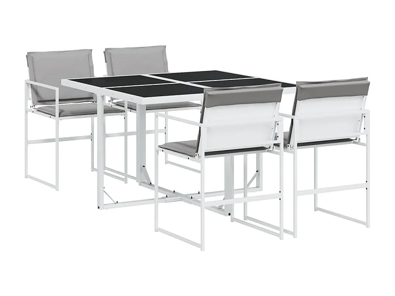 Bardstown  Ensemble à manger de jardin avec coussins 5 pcs blanc textilène