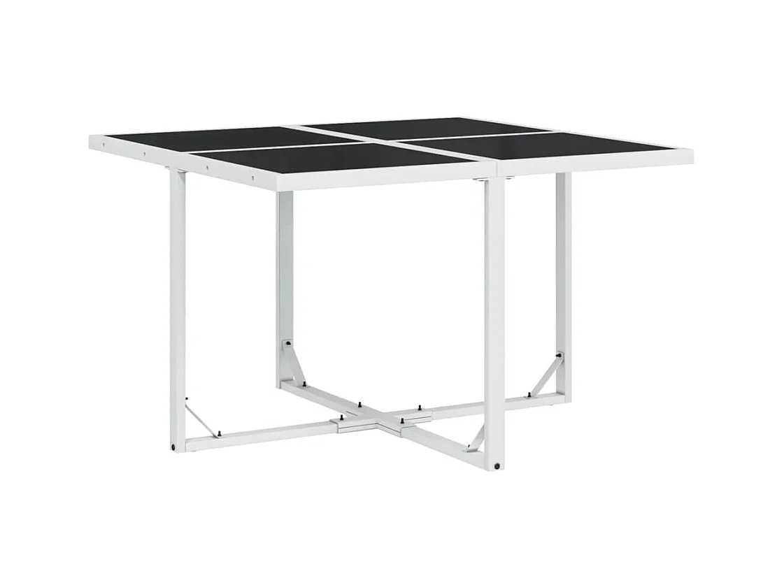 Bardstown  Ensemble à manger de jardin avec coussins 5 pcs blanc textilène