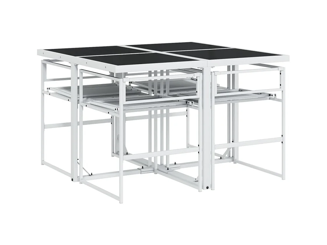 Bardstown  Ensemble à manger de jardin avec coussins 5 pcs blanc textilène