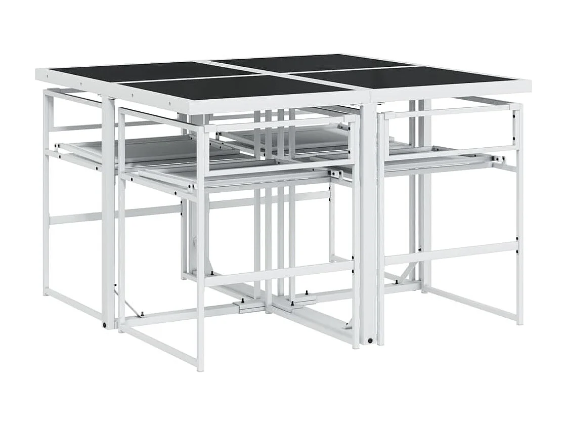 Bardstown  Ensemble à manger de jardin avec coussins 5 pcs blanc textilène