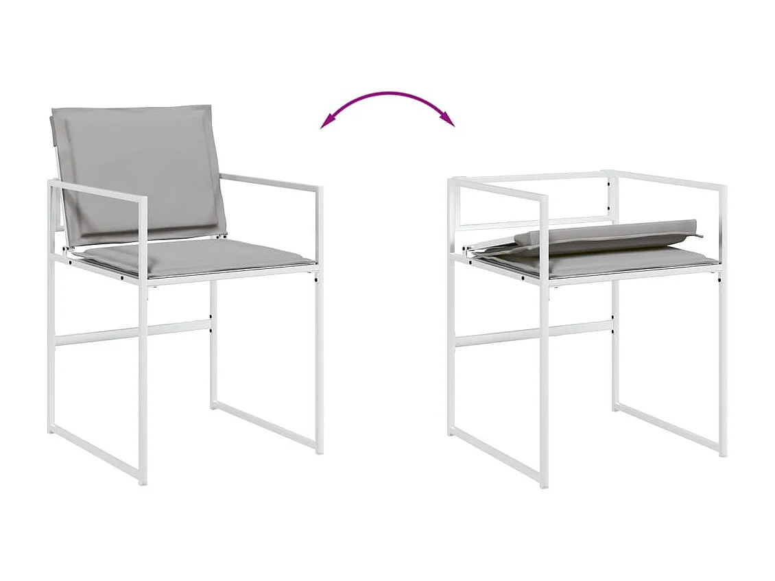 Bardstown  Ensemble à manger de jardin avec coussins 5 pcs blanc textilène