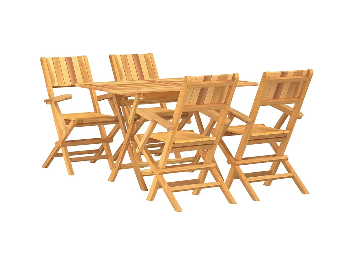 Zeki  Ensemble à manger de jardin 5 pcs Bois de teck massif