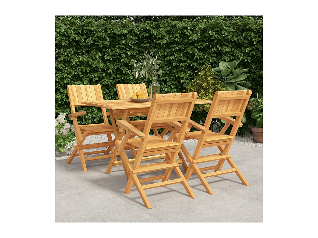 Zeki  Ensemble à manger de jardin 5 pcs Bois de teck massif