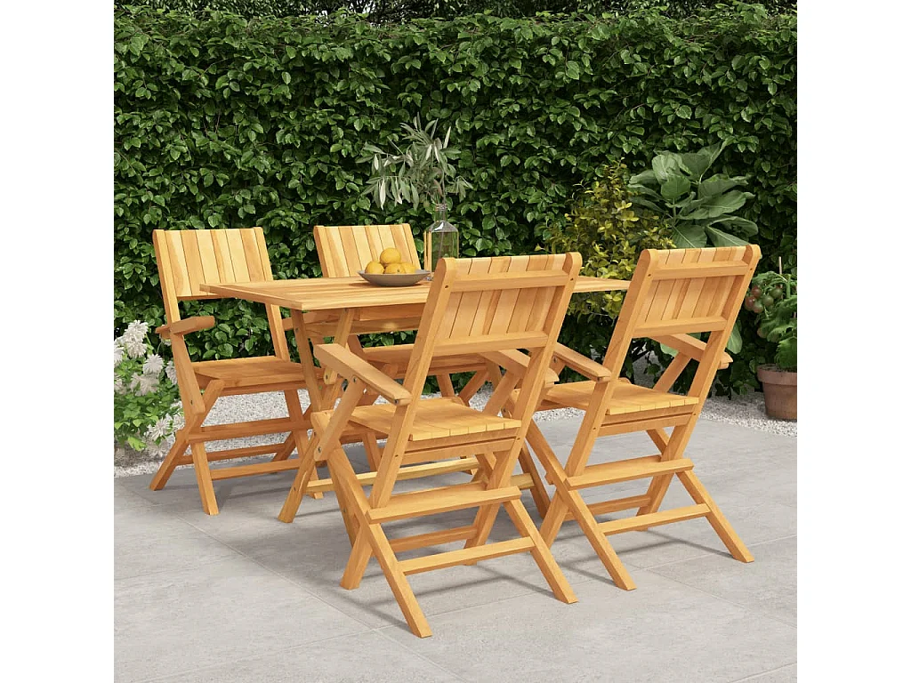 Zeki  Ensemble à manger de jardin 5 pcs Bois de teck massif