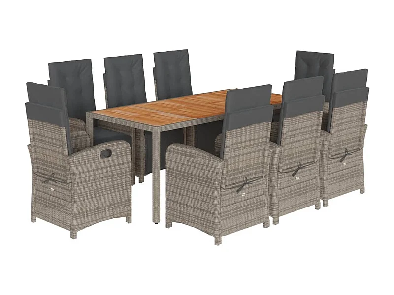 Fishers  9-delige Tuinset met kussens poly rattan grijs