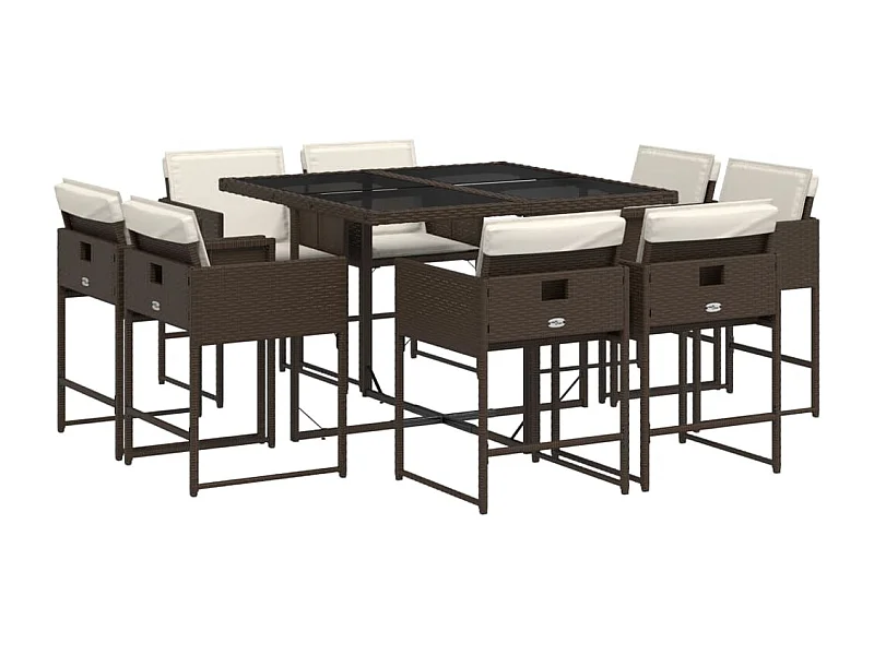 Brienne  9-delige Tuinset met kussens poly rattan bruin