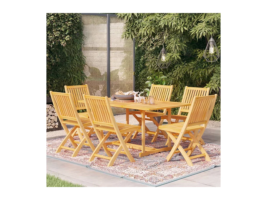 Kari  Ensemble à manger de jardin 7 pcs Bois de teck massif